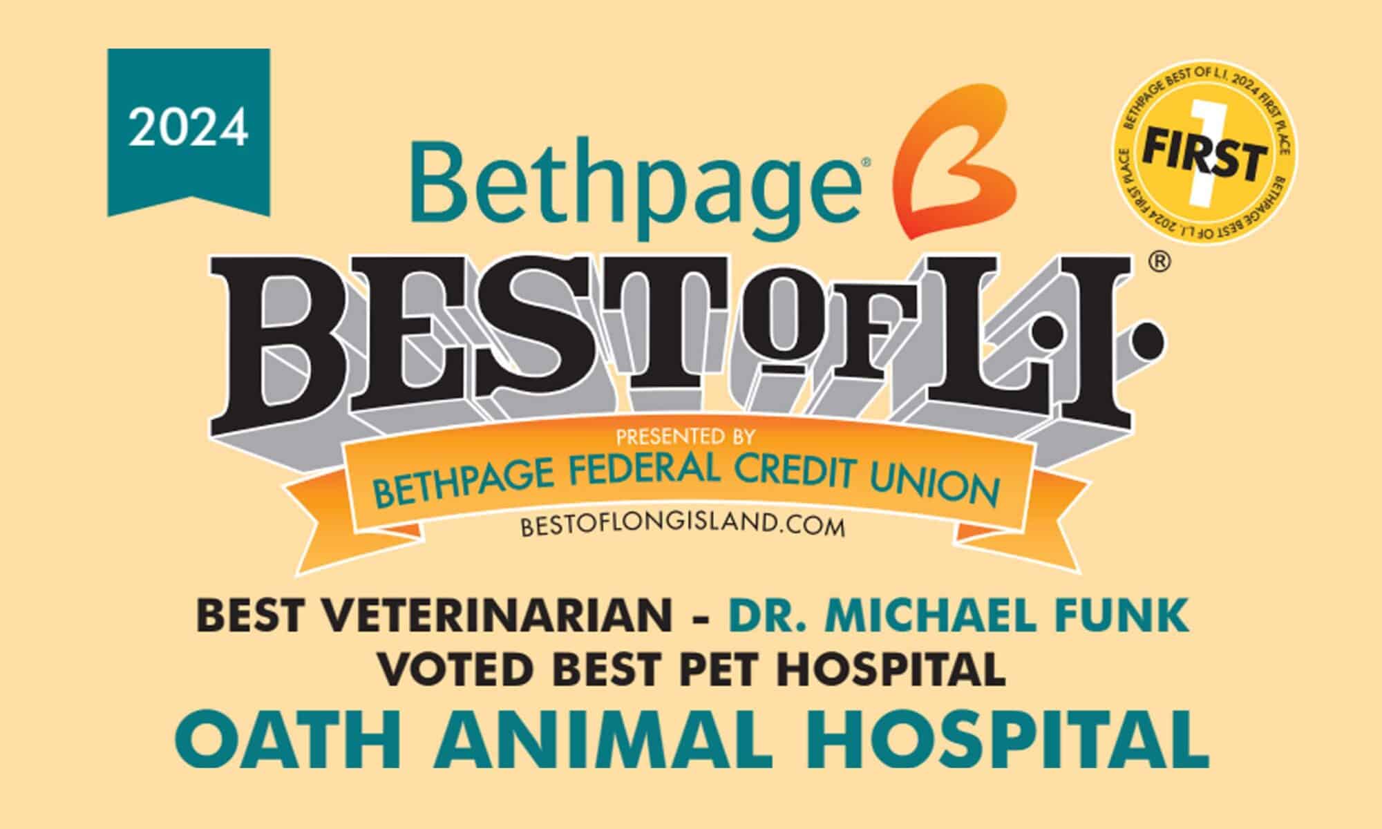 Oath Animal Hospital Shines, Earning Both “Best of Long Island” Awards, Celebration May 11th!